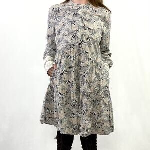 J. Crew Zebra Safari Animal Print Tiered Pocket  Dress Sz S